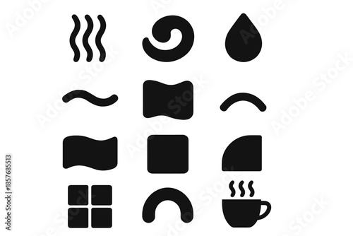 Subtle shape wave stroke segment icon smooth vector droplet set slab beverage