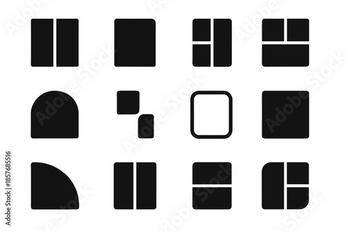 Modern tile icons organizer arc unit plate narrow icon vector divided curve