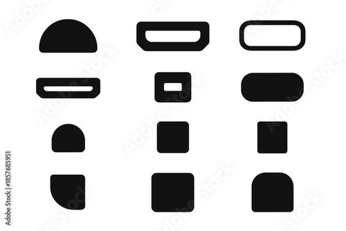 Contour shape vector outline modern block icon micro port silhouettes tile tiny