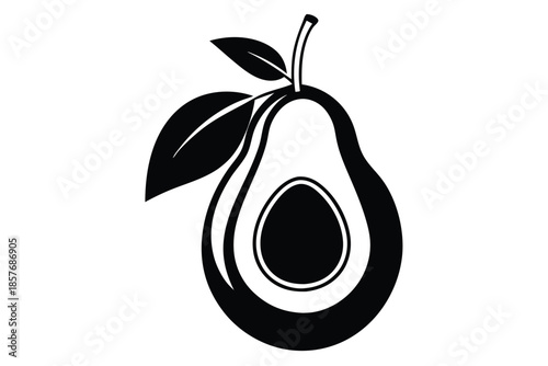 avocado silhouette line art vector illustration