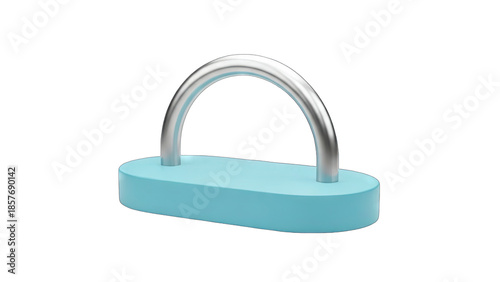 Abstract Blue Shape with Metal Handle on White Background
