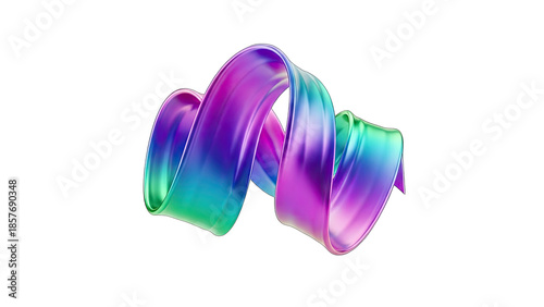 Abstract Colorful Ribbon Swirling on White Background