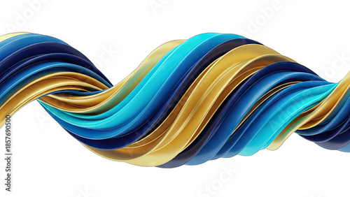 Abstract Colorful Ribbons Flowing on White Background