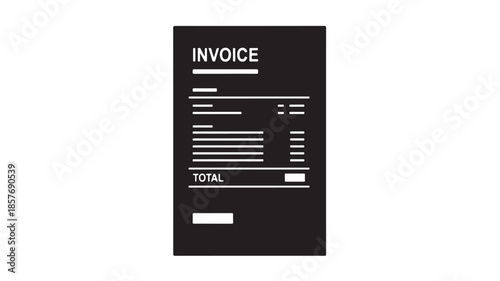 Invoice template in modern minimalist design with white text on black background for business and accounting purposes