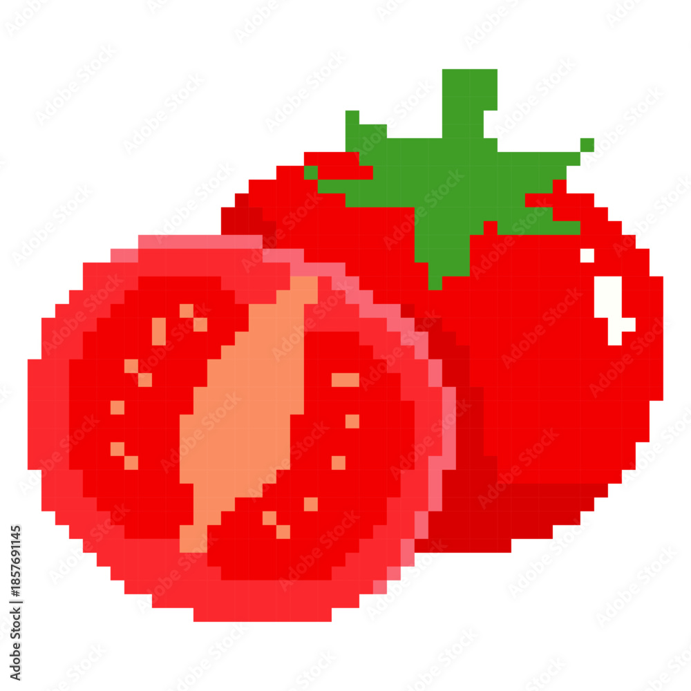 Obraz premium Pixel Art Tomato - Pixel Art Sample