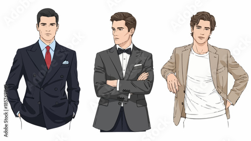 Elegant Men in Stylish Suits - A Fashionable Ensemble.