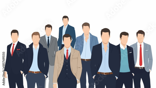 Group of Men in Suits Standing Together in a Business Setting.