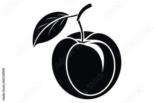 apricot silhouette line art vector illustration