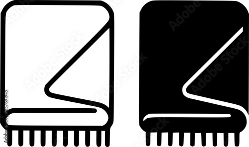 Icon, blanket illustration, black and white, outline and silhouette versions