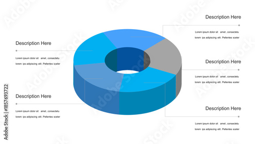 3D Donut Chart with Data Segments and Descriptions
