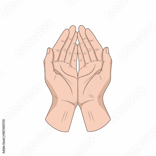 Prayer hands illustration on a white background