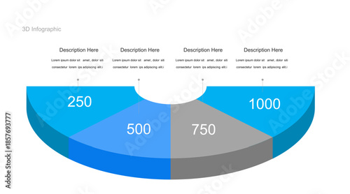 Segmented 3D Semi-Circle Infographic for Data Presentation