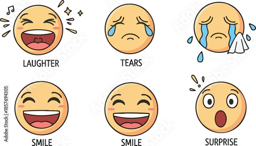 Collection of Various Cartoon Emoji Faces Expressions