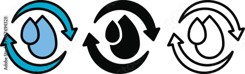 Water drops icon set. Vector icon for liquid, water and nature.