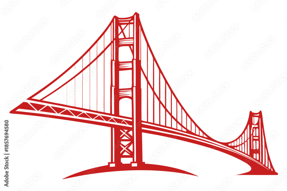 Fototapeta premium San Francisco Golden Gate Bridge Logo Vector Illustration