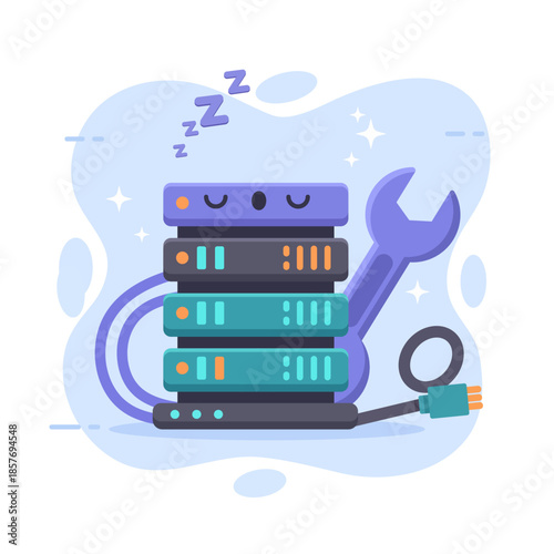 Server downtime or maintenance illustration flat design vector empty state ui element concept