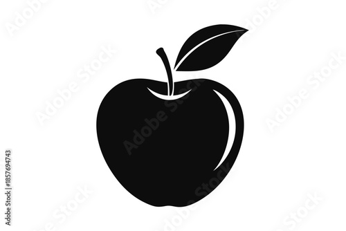 apple silhouette line art vector illustration