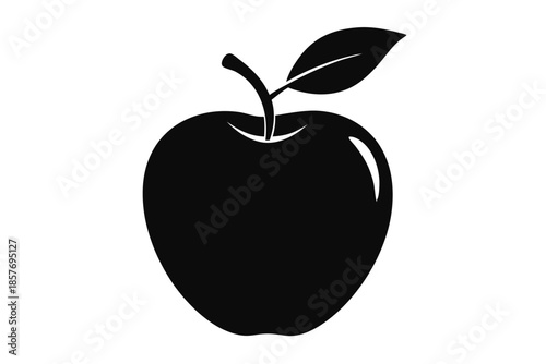 apple silhouette line art vector illustration