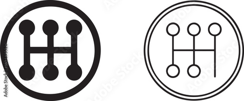 Circular transmission gearbox icon set in silhouette style for automotive design and repair graphics.