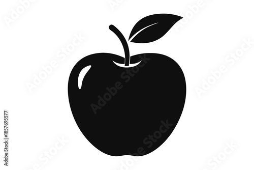 apple silhouette line art vector illustration