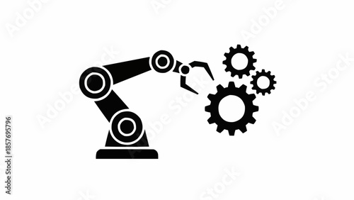 Industrial Robot Arm Manipulating Gears - Automation and Precision.