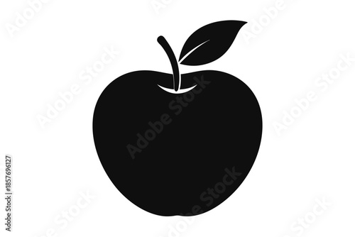 apple silhouette line art vector illustration