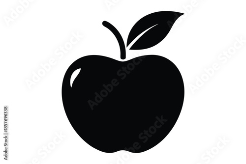 apple silhouette line art vector illustration