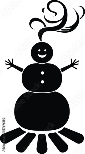 Snowman silhouette burning on pyre for Switzerland Sechselauten festival