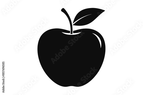 apple silhouette line art vector illustration