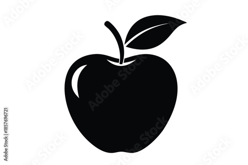 apple silhouette line art vector illustration