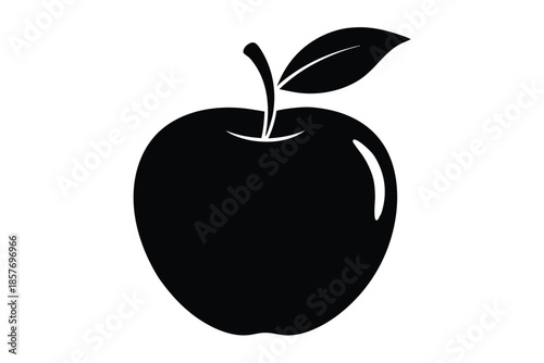 apple silhouette line art vector illustration
