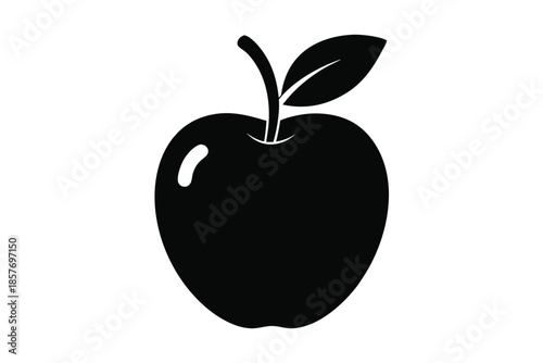 apple silhouette line art vector illustration
