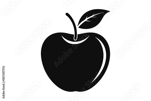 apple silhouette line art vector illustration