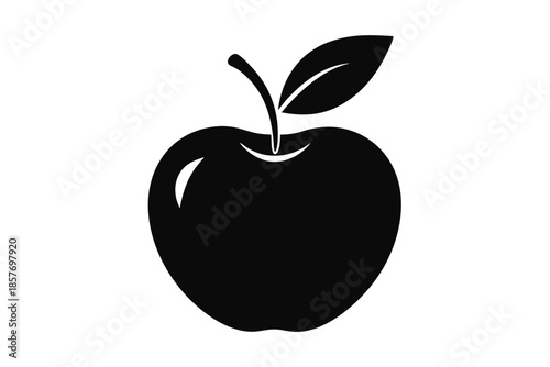 apple silhouette line art vector illustration
