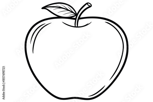 apple silhouette line art vector illustration