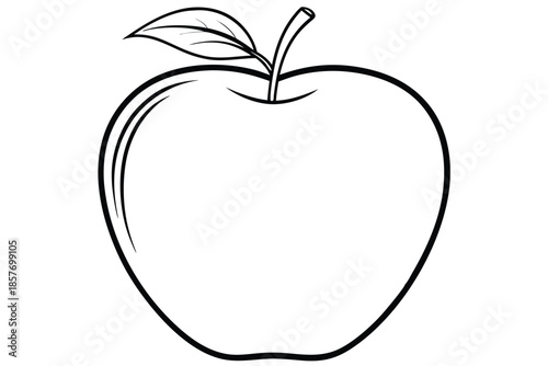 apple silhouette line art vector illustration