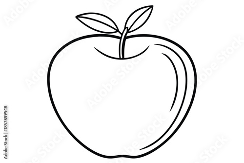 apple silhouette line art vector illustration
