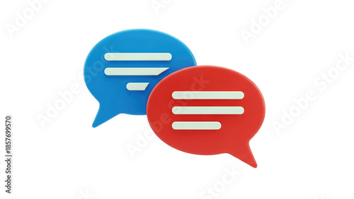 3D Speech bubble icons on transparent background