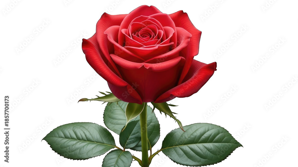 Fototapeta premium Red rose isolated on transparent background isolated on transparent background