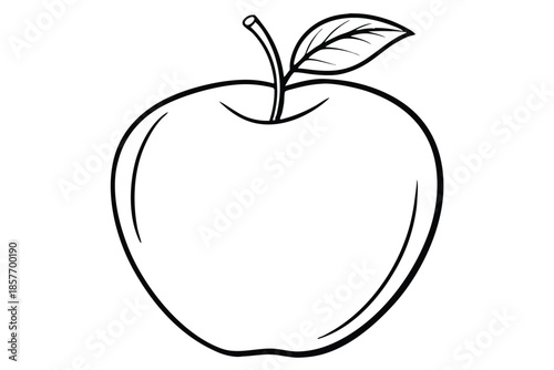 apple silhouette line art vector illustration