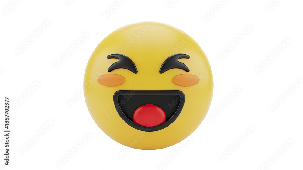 Fototapeta premium 3D Laughing Emoji with Red Tongue on transparent background