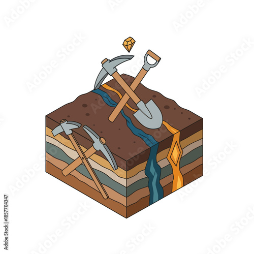 Mining Tools on Geological Formation.
