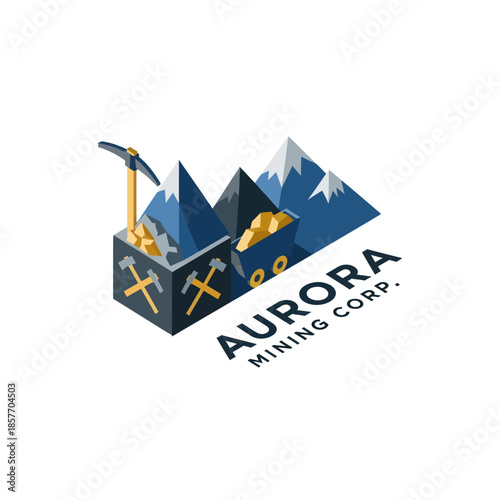 Aurora Mining Corp 3D Logo Design.