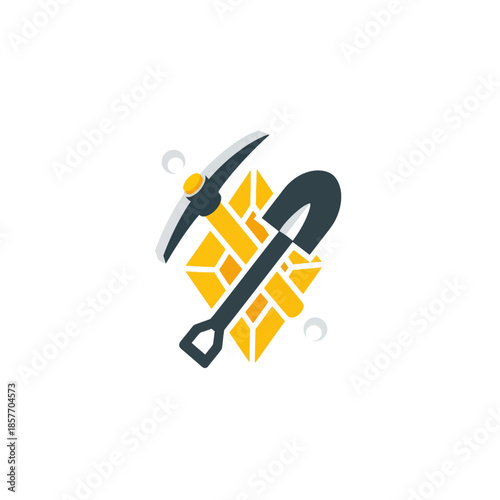 Pickaxe and Hammer Illustration Design Elements.