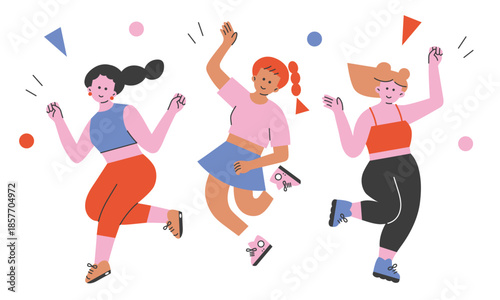 ジャンプする若い女性のイラスト