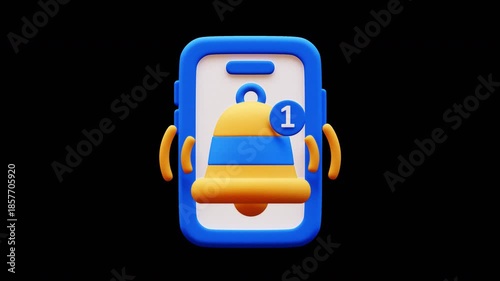 Notification Bell looping animation, transparent background. Best for Social media notifications..