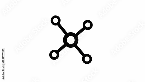 Network Connection Icon - Central Node Linking Four Peripheral Points.