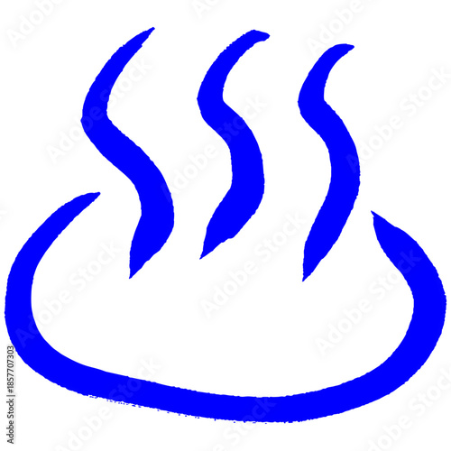 温泉の湯気が立ちのぼる青いアイコンが癒しを表す