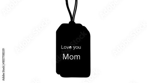 A simple, yet heartfelt Love you Mom message on a gift tag pendant