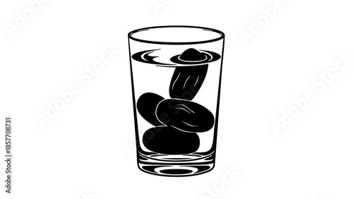 A glass of water filled with some objects, perfectly capture for your daily usage. The objects float in the glass